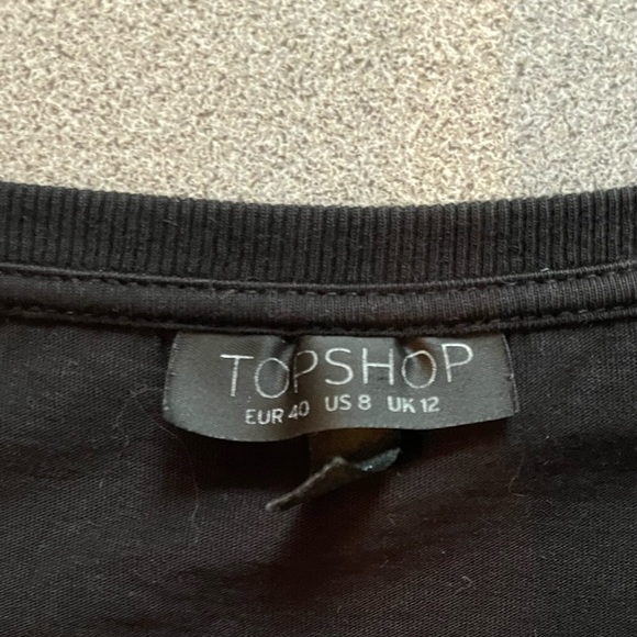 Topshop Black Tassel T-Shirt Size 8 - Picture 7 of 12